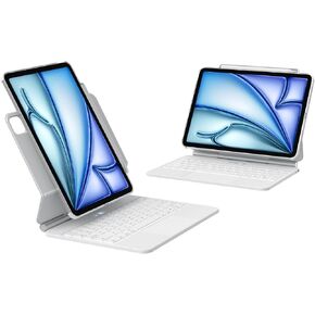 Techfish Magic Keyboard Case for iPad Pro 11 Inch (4th/3rd/2nd/1st) Gen 2022,iPad Air 5th/4th Generation with Pencil Holder, Magnetic Case Multi-Touch Trackpad, Supports Landscape and Portrait White