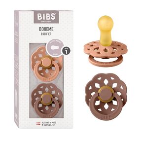 لهايات BIBS Boheme مكونة من قطعتين، حلمة على شكل كرز خالية من مادة BPA، مصنوعة من المطاط الطبيعي مصنوعة في الدنمارك | أبيض/أشعة الشمس | الحجم 0-6 أشهر