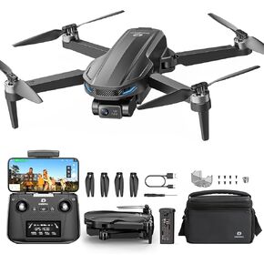 DEERC D65 2 Axis Mechanical Gimbal EIS GPS Drones with Camera for Adults 4K, 249g Foldable FPV Quadcopter Lightweight Drone with 30FPS Video, Brushless Motor, Follow Me, Auto Return, Wind Resistance