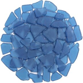 Sea Glass for Crafts - 14oz Dark Blue Frosted Seaglass Pieces - Vase Filler and Aquarium Ornament, DIY Craft Supplies for Art, Beach Weddings, and Home Decor