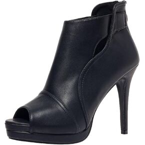 Open Toe Booties for Women Black High Stiletto Heels Open Toe Sexy Ankle Boot Fashion Heeled Sandals with Back Zipper, US Size 5-11