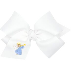 Wee Ones Girls' Grosgrain Hair Bow with Embroidery and Matching Knot Wrap on a WeeStay Hair Clip, King, Angel in Saudi Arabia