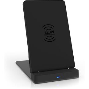 tzumi Multi-Angle Folding Desktop Wireless Charging Pad– Qi Fast Wireless Charger for iPhone X, iPhone 8 and 8+ and Android Qi Devices with Dual Coils. Charges w/USB Cable, AC Adapter Not Included.