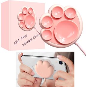 Pink Wireless Charger for iPhone, Charger Wireless 15w Samsung,Wireless Cell Phone Charger for Android,Wireless Travel Charger for Galaxy (No AC Adapter) (Pink)
