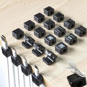 Viemwoi 20 حزمة منظم سلك، مقاطع كابل شاحن لاصقة، منظم حامل الأسلاك، شحن إدارة كابل USB للمنزل والمكتب والهاتف والسيارة وسطح المكتب ومنضدة (أسود)