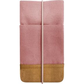 Moin Padded Cotton Phone Sleeve with Rubber Closure - Handmade Case for iPhone 13/14/15 Pro Max, iPhone 13/14/15 Pro, iPhone 13/14, Galaxy S22 Ultra, Other (6.1-6.9 inches) (Dusty Pink)