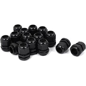 uxcell M20x1.5 Type Plastic Waterproof Cable Gland Connector Black 15pcs