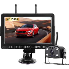 Wireless Backup Camera with 7" Monitor, RV Back Up Camera Systems 1080P Monitor with Video Recording, Night Vision Rear View Cameras Split Screen Monitor for Furrion RVs Car Truck Trailer Pickup Van