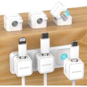 Magnetic Cable Clips, Cord Organizer, Wire Holder Keeper for Desk, Car, Wall, 6 Pack USB-C Charger Cable for iPhone, iPad (Black-6pcs)