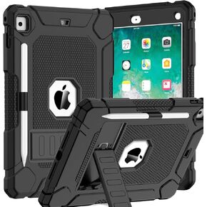 BMOUO Case for iPad 6th 5th Generation (9.7 inch, 2018/2017), Shockproof Protective iPad 9.7 Case with Built-in Stand/Pencil Holder for iPad 6th/5th Gen, Air 2, Pink
