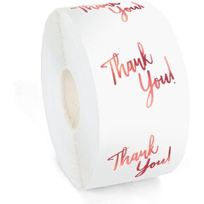Whaline 1000Pcs Clear Thank You Stickers Round Transparent PVC Stickers Self-Adhesive Envelope Seal Labels for Business Wedding Festival Baby Shower Birthday Party, 1.5 Inch