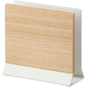 Yamazaki Home Rin Portable Laptop Holder Stand for Desk in Bedroom Or Office, Wooden Storage Station - Steel + Wood