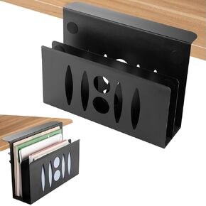 Desk Side Storage, Under Desk Storage, No Drill Steel Hanging Desk Organizer, Laptop Holder, Desk Storage Holder for Office & Home.(White), x-cbzj-002