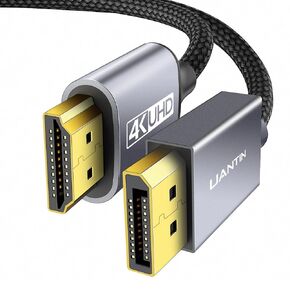 4K DisplayPort to HDMI Cable 6Ft | 1080P@120Hz,1440P/2K@60Hz Uni-Directional DP to HDMI Male Braided Cord Display Port to HDMI Cable for Desktop,Dell,Lenovo,ThinkPad,HP,AMD,NVIDIA