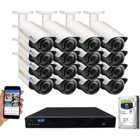 GW Security 16 Channel 4K NVR Super HD 1920P IP PoE Security Camera System with 16 Outdoor Waterproof 2.8-12mm Varifocal Zoom 5.0 Megapixel 1920P Microphone IP Cameras, AI Human Detection