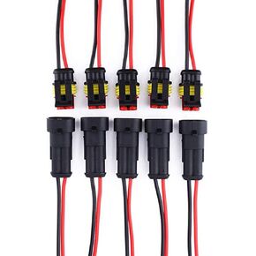 5 Kit 3 Pin Way Car Waterproof Electrical Connector Plug Male Female Wire Cable Connector Plug with Wire AWG Marine