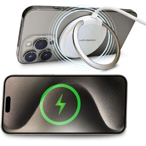 LAQ DESiGN Wireless Charger with Fast Charging Capability,Compatible with iPhone and Samsung Galaxy S24, Google Pixel 8 | iPhone Charger Pad with Finger Ring Holder Stand