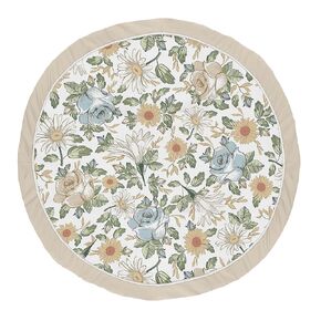 Sweet Jojo Designs Vintage Floral Blue Yellow Girl Baby Playmat Tummy Time Infant Play Mat - Slate Green Gold Orange Taupe Beige White Shabby Chic Rose Flower Boho Bohemian Farmhouse Roses Wildflower