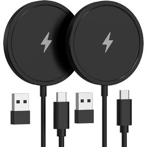 Magnetic Wireless Charger for iPhone, 15W Fast Mag Safe Charger 2 Pack Charging Pad Compatible with iPhone 15/14/13/12 Series and AirPods 3/2/Pro 2/Pro, Black