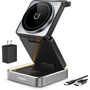 Wireless Charger 3-in-1,Charging Station Compatible with Magsafe Apple Device, Portable Travel Foldable Magnetic Charger Aluminum Alloy Stand for iPhone 15 14 13 12 Pro Max Plus Watch & Airpods in Saudi Arabia