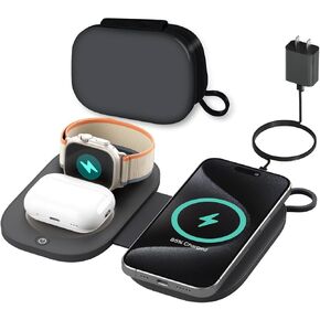 3 in 1 Magnetic Wireless Charger for iPhone, Travel Charging Station for Apple Devices for iPhone 15 14 13 12 Pro Max Plus - Foldable Charging Pad for Apple Watch Series/Airpods 3 2 Pro/Pro2