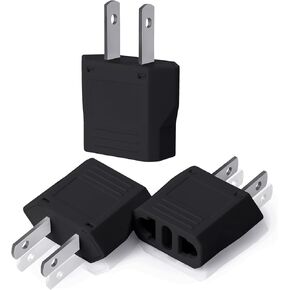 Bates- European to US Plug Adapter, 6 Pack, EU to US Plug Adapter, Europe to US Plug Adapter, Plug Adapter Europe to USA, European to American Plug Adapter, UK to US Plug Adapter