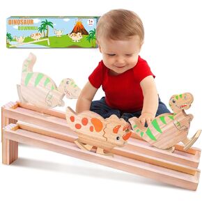 Montessori Walking Dinosaur Toys for 2 Year Old Boys Girls, Dinosaur Blocks Toys Gifts Toddlers for Age 2 3