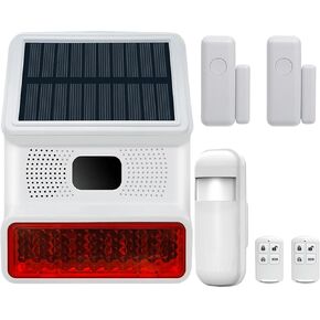 YBJ Solar Sound & Light Alarm Outdoor Weatherproof Security Alarm System Sound Alert & Light Flash Warning Strobe Security Alarm System for Farm Villa