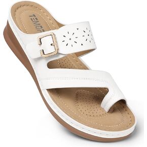 TEMOFON Flip Flops for Women Summer: Comfortable Walking Sandals,Arch Support,Orthopedic Bunion Sandals, Dressy Black/Navy/White Sandals Size 5-11