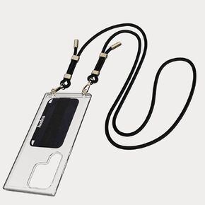 Keebos 2.0 - Crossbody Phone Case with Card Wallet and Newly Improved Detachable Strap Design (Clear Case, Black Strap) - Size Galaxy S23 Ultra