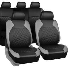Full Set Car Seat Covers, Premium Waterproof PU Leather Cushion Protectors, Split Front and Rear Bench Seat, Breathable Auto Accessories, Universal Fit for Vehicles (Black)