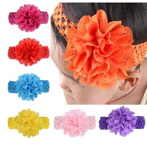 16 Pcs Baby Girls Headbands Chiffon Flowers Hair Band with Crochet Ribbon Baby Hair Accessories for Newborn Toddler Infants Girls