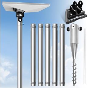 Starlink Mini Pole Mount, with 0-30° Adjustable Starlink Pipe Adapter, 9ft Starlink Ground Pole Mount Kit Features a Durable 1.5'' Diameter Pole with No-Dig Ground Anchor