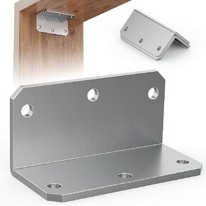 Wuno Shop 2x4 Inch L Brackets for Wood 90 Degree,Metal Corner Brace Brackets,90 Degree Angle Iron with Holes,Heavy Duty 90 Degree Bbracket for Wood Furniture Frame Fence-15pcs