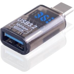 Poyiccot USB C to USB Adapter with Digital Display, USB to USB C Adapter 10Gbps, USB C Male to USB A Female Adapter One-Side USB 3.2 Converter Compatible with iPhone, MacBook,(Transparent) 1pcs
