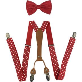 Men Suspenders and Bowtie Set, 4 Clips Elastic X Band Suspenders + Bowtie For Wedding, Formal Event