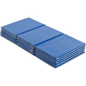 ECR4Kids Everyday Folding Rest Mat, 3-Section, 1in, Sleeping Pad, Blue/Grey, 5-Pack in Kuwait