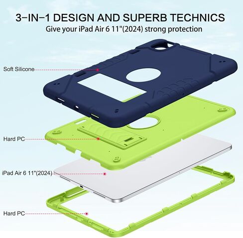 حافظة BENTOBEN لجهاز iPad Air 11 بوصة M2 2024، حافظة iPad Air الجيل السادس مع مسند وحامل أقلام، 3 في 1 حافظة حماية قوية ضد الصدمات لجهاز iPad Air 11"، أزرق داكن in Saudi Arabia