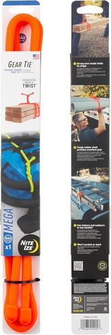 Nite Ize Gear Tie Mega Twist Tie - 64-Inch Reusable Rubber Twist Tie - Reusable Gear Ties - Electric Cord Organizers - Twist Ties for Cords - Reusable Zip Ties - Black in Saudi Arabia