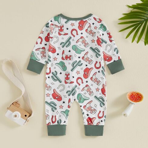 Western Baby Boy Clothes Fall Zipped Cowboy Romper Outfit Infant Cow Print One-piece Jumpsuit Overall Country Stuff in Saudi Arabia