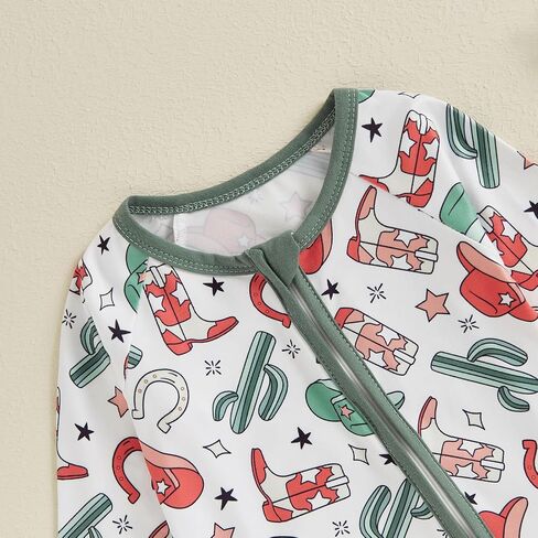 Western Baby Boy Clothes Fall Zipped Cowboy Romper Outfit Infant Cow Print One-piece Jumpsuit Overall Country Stuff in Saudi Arabia