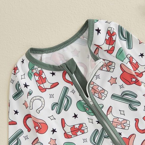 Western Baby Boy Clothes Fall Zipped Cowboy Romper Outfit Infant Cow Print One-piece Jumpsuit Overall Country Stuff in Saudi Arabia