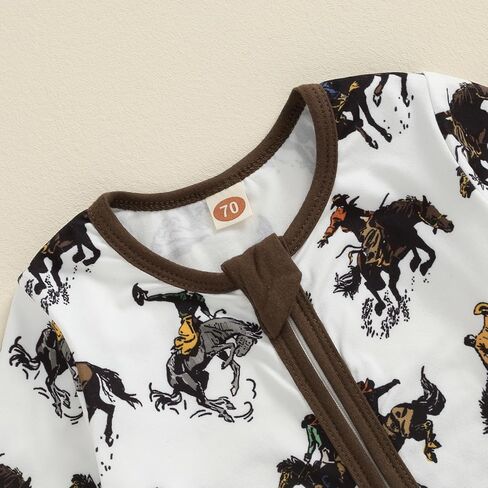 Western Baby Boy Clothes Fall Zipped Cowboy Romper Outfit Infant Cow Print One-piece Jumpsuit Overall Country Stuff in Saudi Arabia