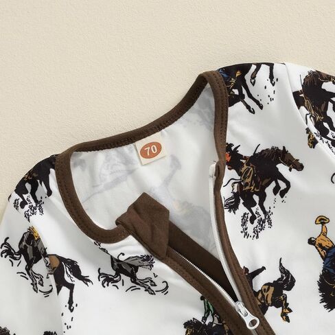 Western Baby Boy Clothes Fall Zipped Cowboy Romper Outfit Infant Cow Print One-piece Jumpsuit Overall Country Stuff in Saudi Arabia