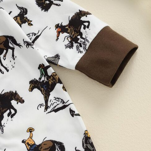 Western Baby Boy Clothes Fall Zipped Cowboy Romper Outfit Infant Cow Print One-piece Jumpsuit Overall Country Stuff in Saudi Arabia