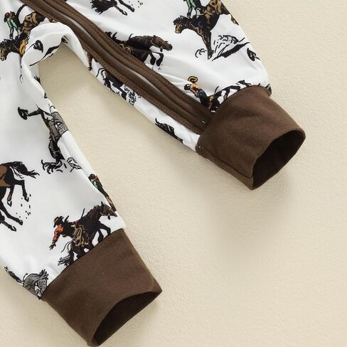 Western Baby Boy Clothes Fall Zipped Cowboy Romper Outfit Infant Cow Print One-piece Jumpsuit Overall Country Stuff in Saudi Arabia