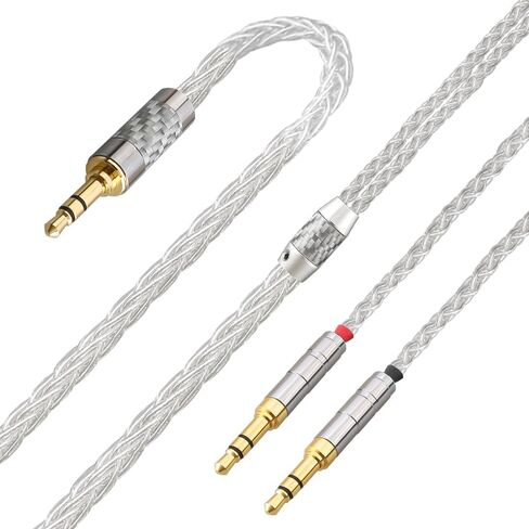 4-Pin XLR Balanced Male Cable 2m Pure Silver Headphone Cables for Hifiman Ananda, Denon AH-D600, AH-D7200, AH-D7100 and Other Audio Player (NEUTRIK 4 Pin XLR to Dual 3.5mm Male Version) in Kuwait