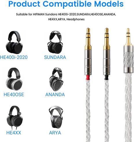 4-Pin XLR Balanced Male Cable 2m Pure Silver Headphone Cables for Hifiman Ananda, Denon AH-D600, AH-D7200, AH-D7100 and Other Audio Player (NEUTRIK 4 Pin XLR to Dual 3.5mm Male Version) in Kuwait