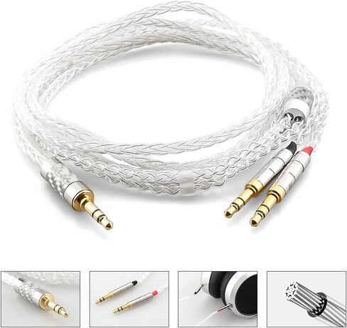 4-Pin XLR Balanced Male Cable 2m Pure Silver Headphone Cables for Hifiman Ananda, Denon AH-D600, AH-D7200, AH-D7100 and Other Audio Player (NEUTRIK 4 Pin XLR to Dual 3.5mm Male Version) in Kuwait