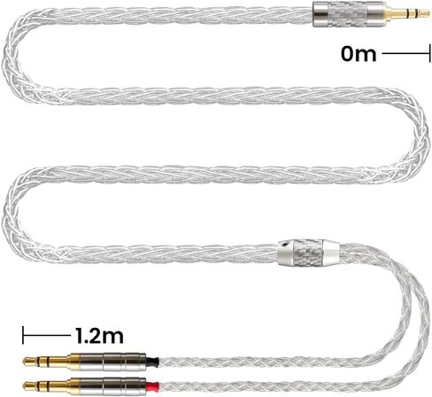 4-Pin XLR Balanced Male Cable 2m Pure Silver Headphone Cables for Hifiman Ananda, Denon AH-D600, AH-D7200, AH-D7100 and Other Audio Player (NEUTRIK 4 Pin XLR to Dual 3.5mm Male Version) in Kuwait